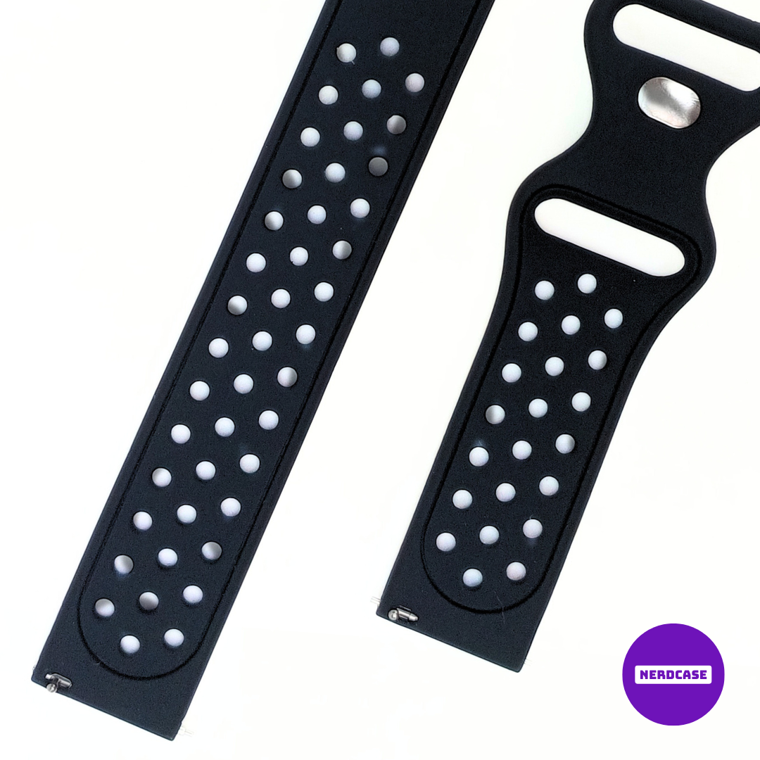 NERDCASE, Pulseira NK de Silicone, Compatível com Galaxy Watch 44mm/45mm/47mm, Pino 22mm, Preto