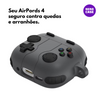 Kit Limpador de Fones e Capa Protetora Nerdcase para AirPods 4, Formato Controle Gamer, Preto, Silicone