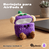 Kit Limpador para Fones e Capa Protetora Nerdcase para AirPods 4, Amigurumi Beringela