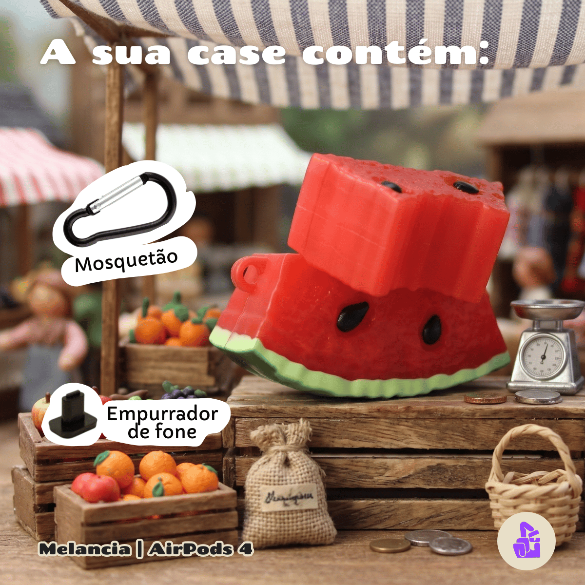 Capa Protetora de Silicone Nerdcase para AirPods 4, Melancia