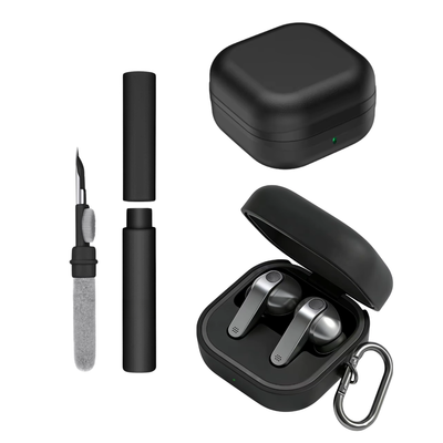 Kit Limpador para Fones e Capa Protetora Nerdcase para Samsung Galaxy Buds 4, Silicone Preto