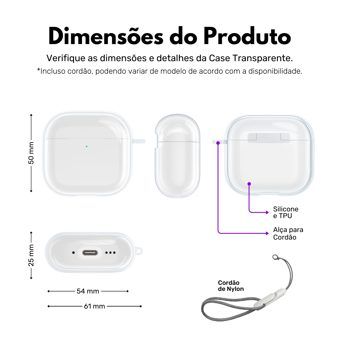Case Silicone Transparente para AirPods 4