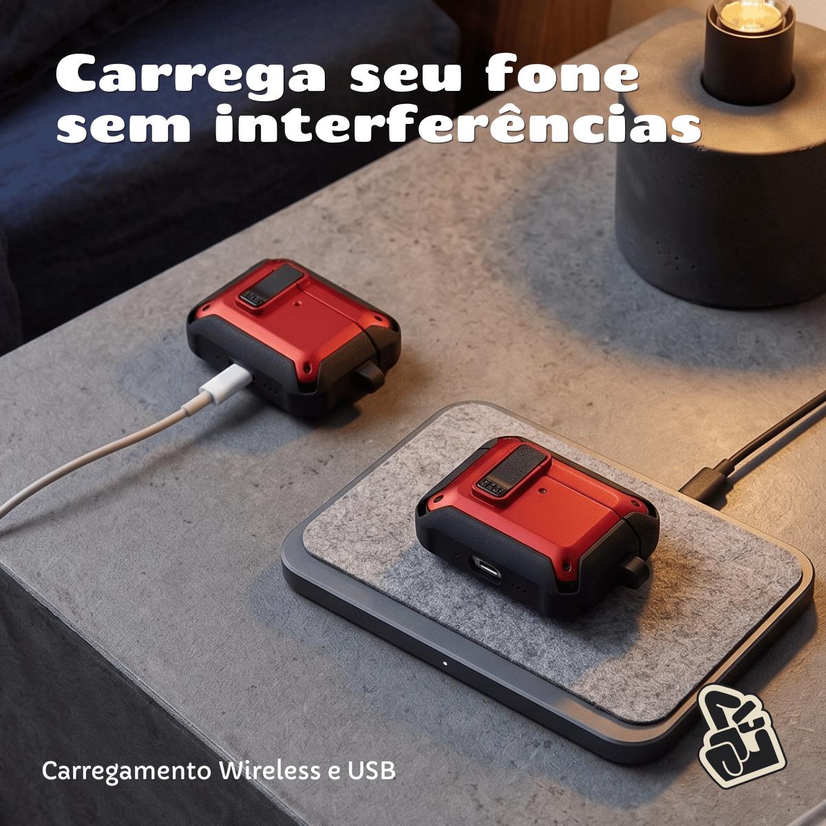 Capa Protetora Nerdcase para AirPods Pro 3, Shockproof Vermelho e Preto