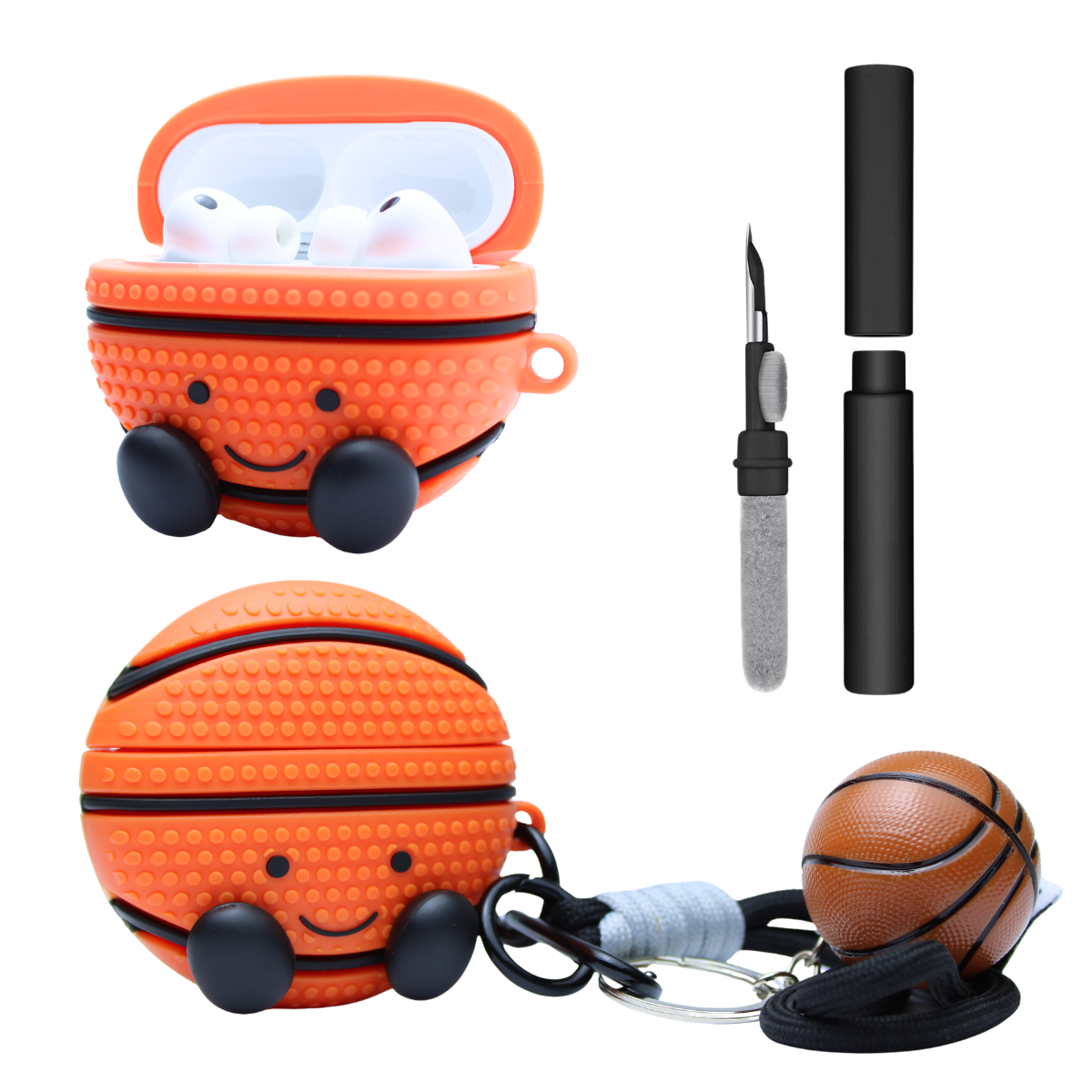 Kit Limpador para Fones e Capa Protetora Nerdcase para AirPods Pro 3, Bola de Basquete