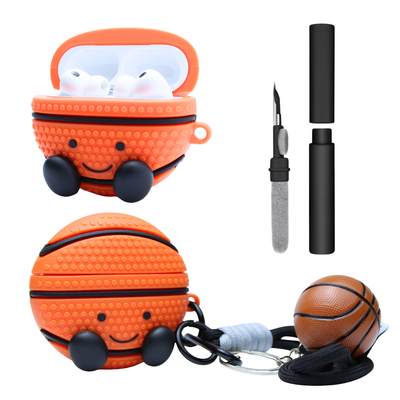 Kit Limpador para Fones e Capa Protetora Nerdcase para AirPods Pro 3, Bola de Basquete