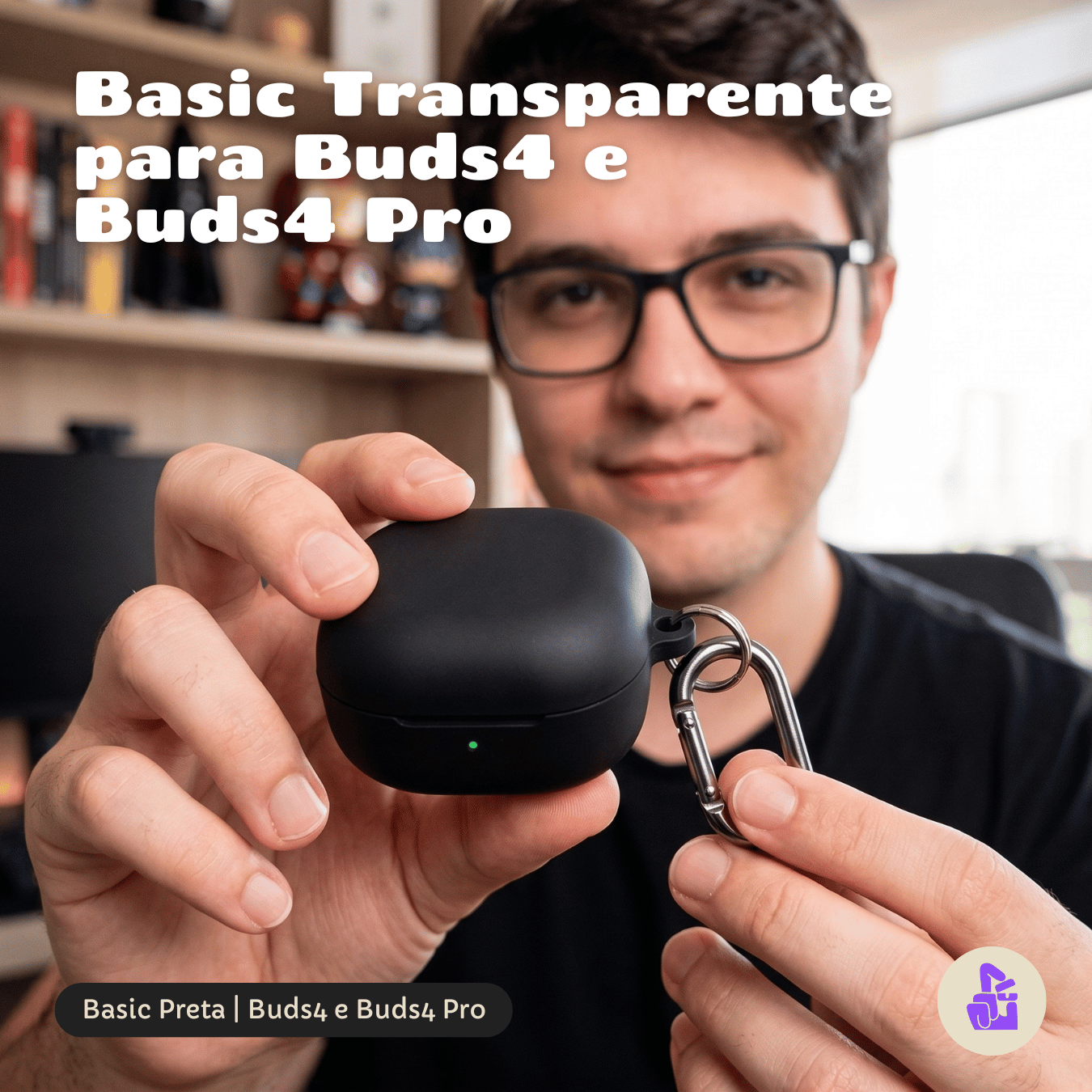 Capa Protetora Nerdcase para Samsung Galaxy Buds 4, Silicone Preto
