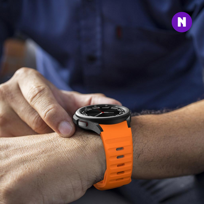 Pulseira 20mm entre Pinos para Samsung Galaxy Watch, Silicone, Laranja