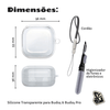 Kit Limpador para Fones e Capa Protetora Nerdcase para Galaxy Buds 4, Buds 4 Pro, Silicone, Transparente com Cordão