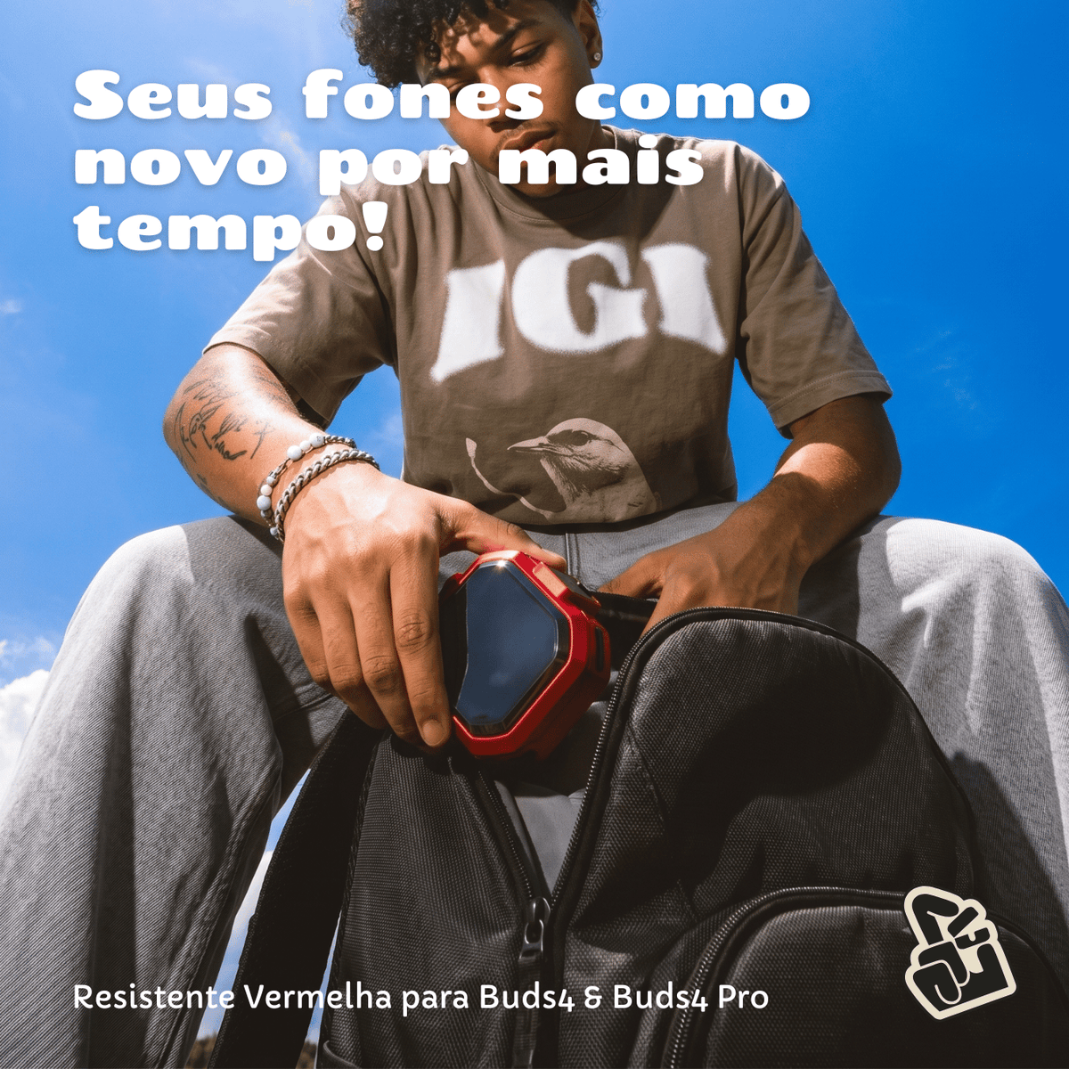 Kit Limpador para Fones e Capa Protetora Nerdcase para Galaxy Buds 4, Buds 4 Pro, Silicone Premium Resistente, Vermelha
