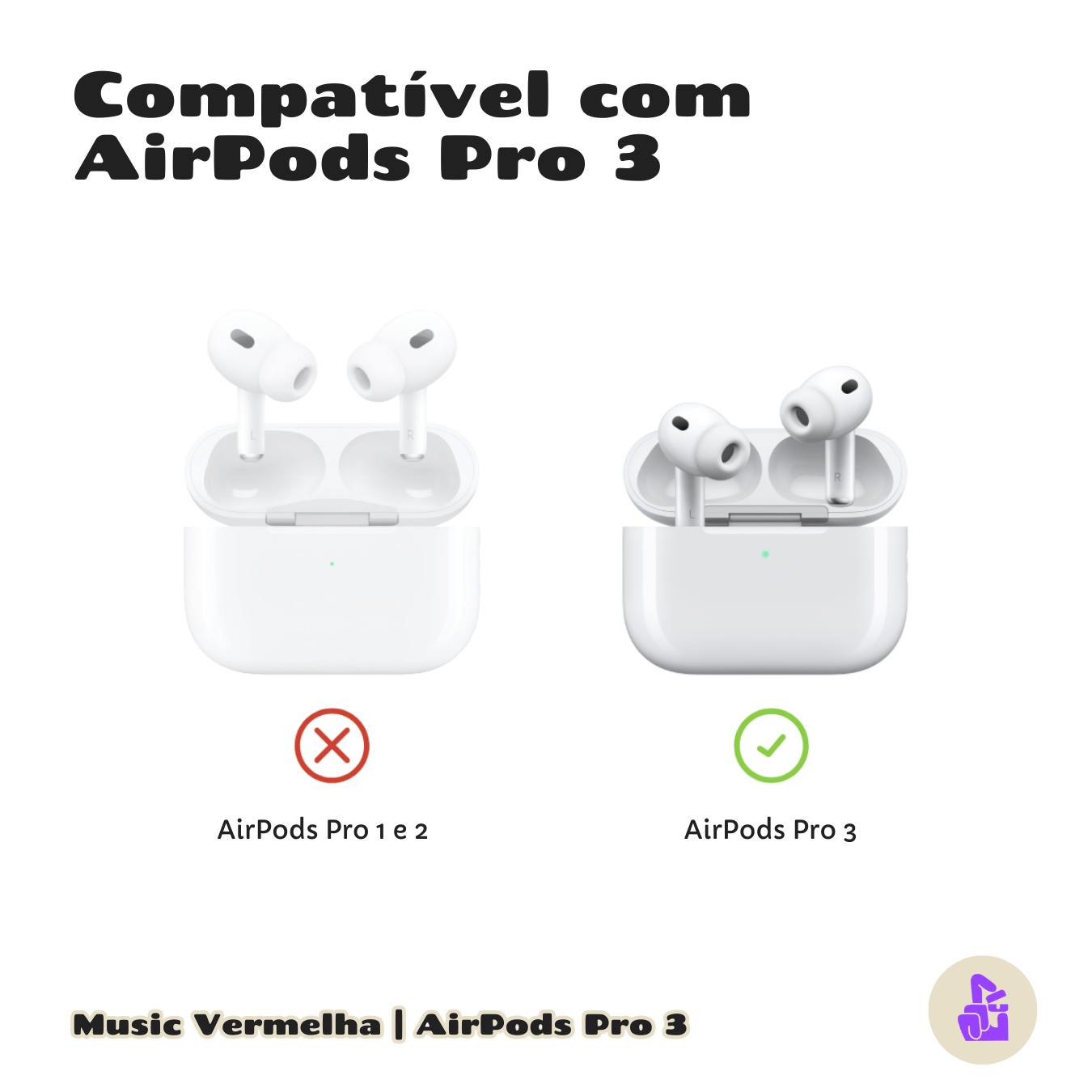 Capa Protetora de Silicone Nerdcase para AirPods Pro 3, Preta com detalhe Vermelho