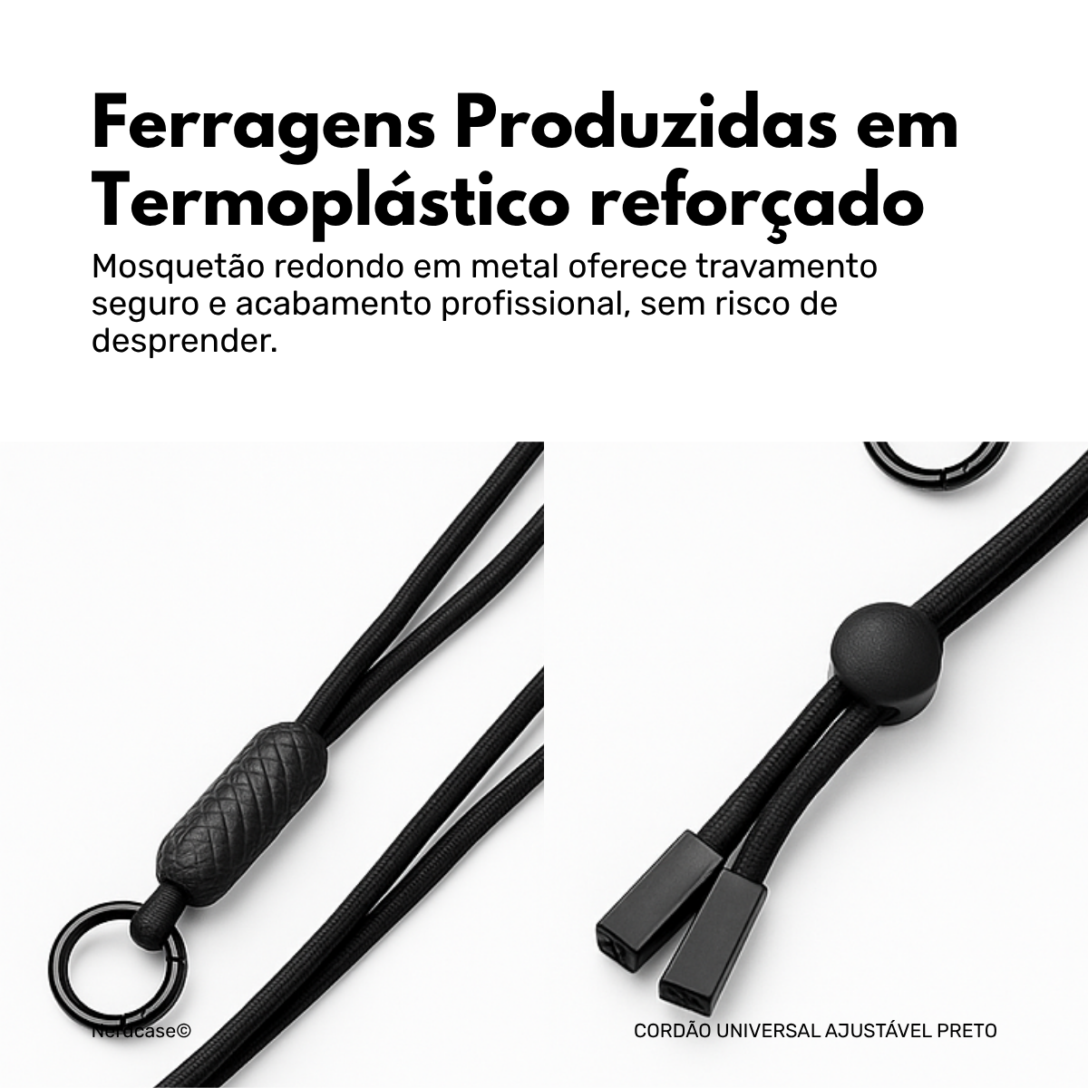 Cordão Universal Nerdcase para Celular, 75cm, Preto