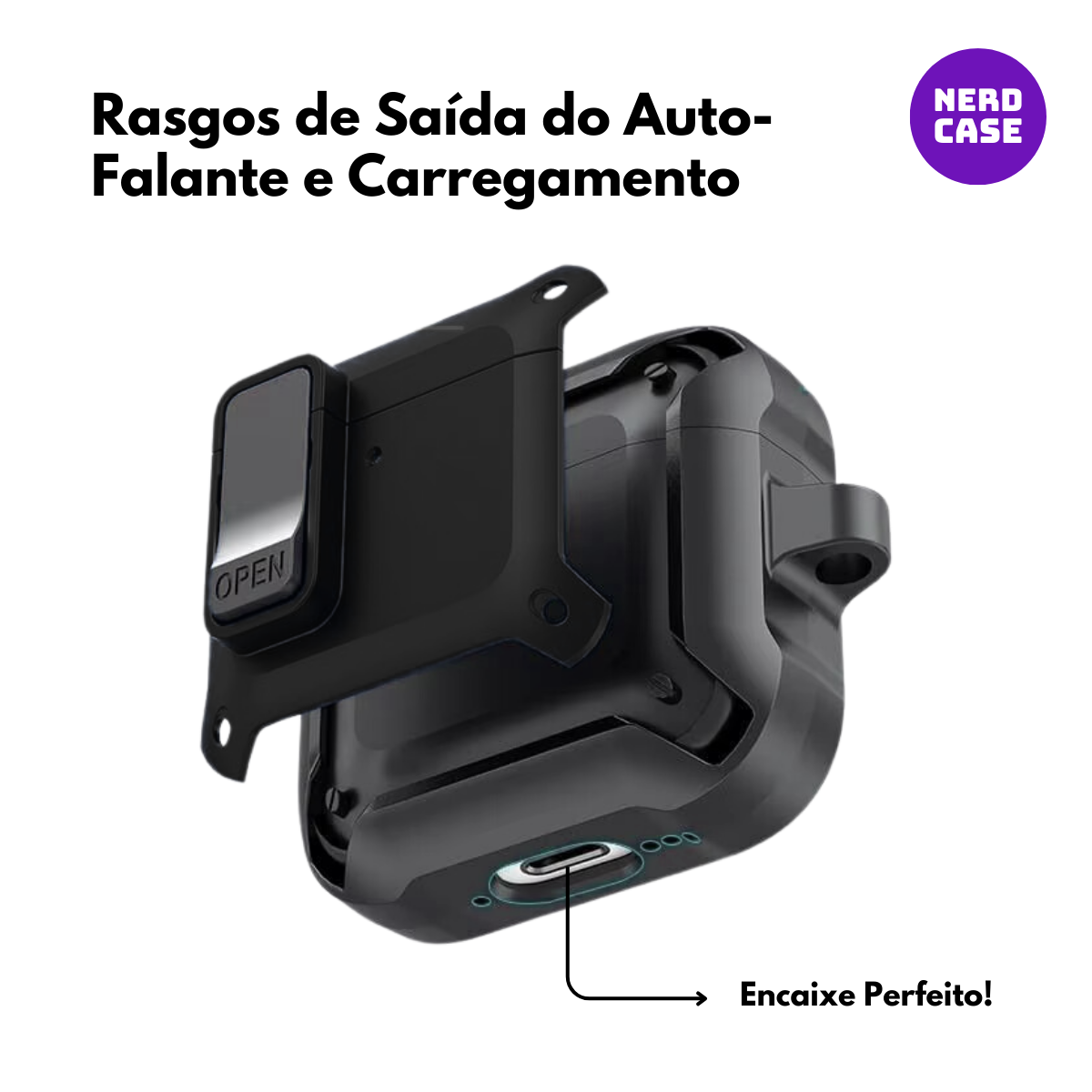 Case, Capa Resistente Preta para AirPods 4