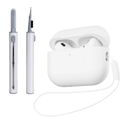 Kit Limpador para Fones e Capa Protetora de Silicone Nerdcase para AirPods Pro 3, Branca