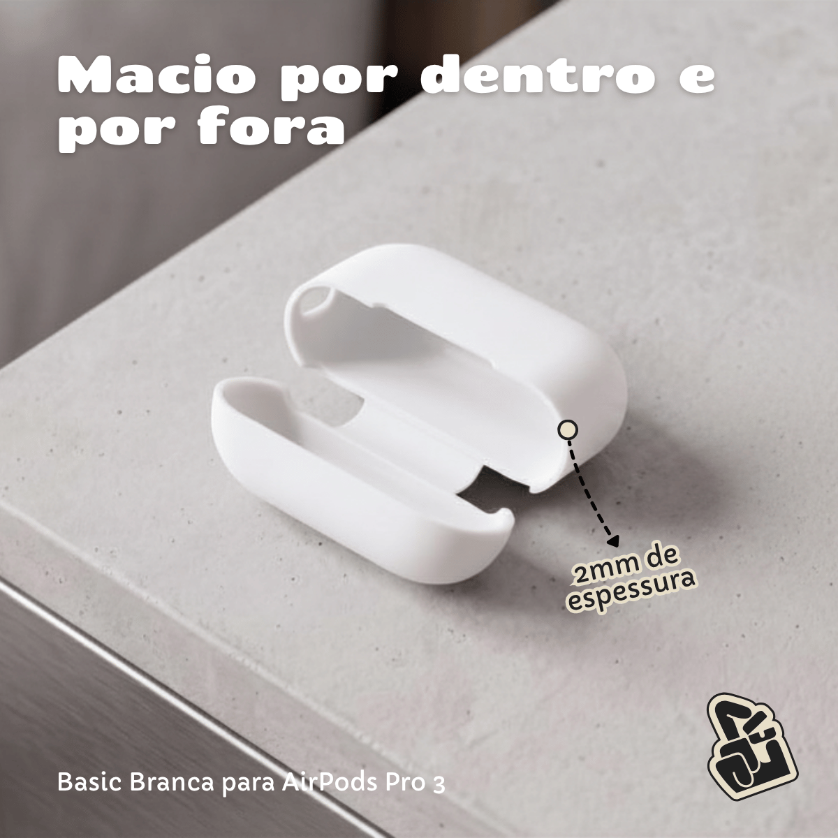 Capa Protetora de Silicone Nerdcase para AirPods Pro 3, Branca