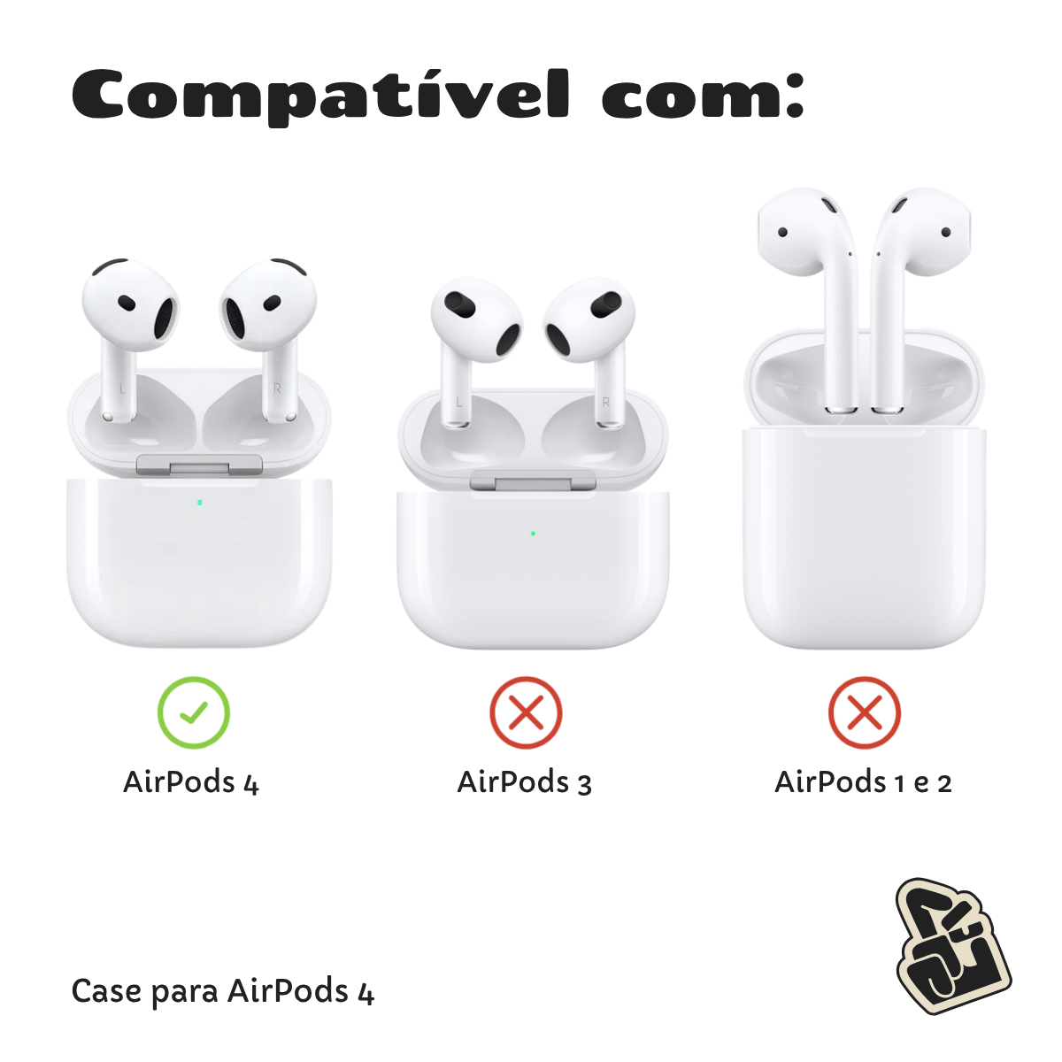 Kit Limpador para Fones e Capa Protetora Airtrek Nerdcase para AirPods 4, Suporte Adaptado, Verde Cintilante