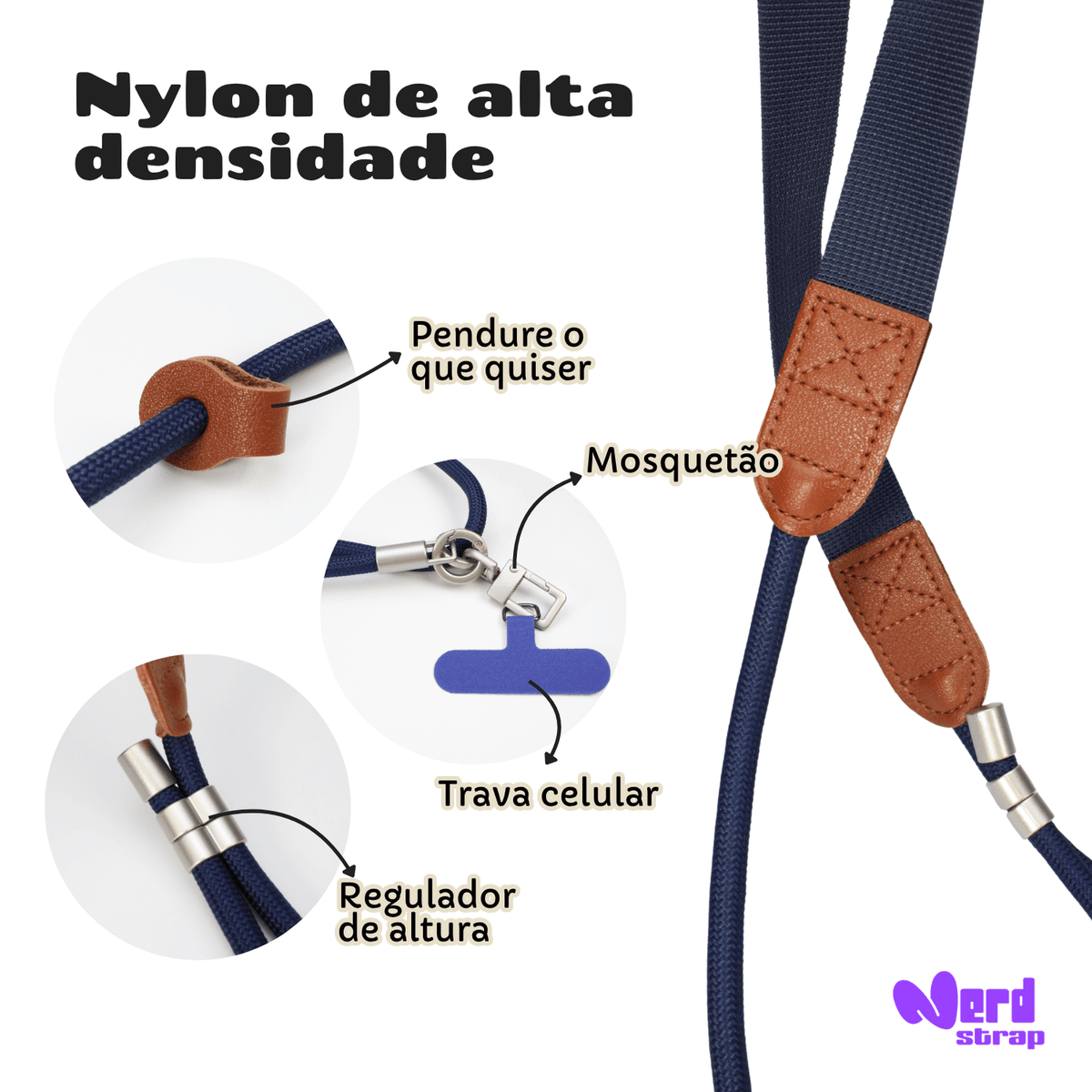 Cordão Faixa Multifuncional Axis Crossbody Nerdcase, Azul Marinho