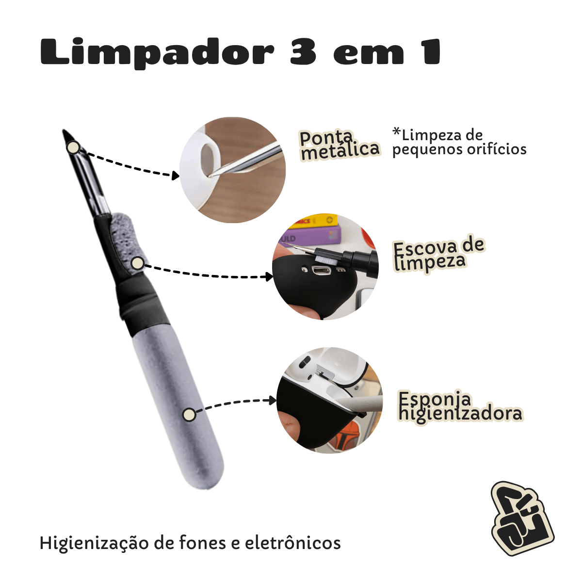 Kit Limpador para Fones e Capa Protetora Nerdcase para AirPods Pro 3, Shockproof Vermelho e Preto