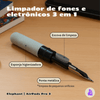 Kit Limpador para Fones e Capa de Pelúcia Nerdcase para AirPods Pro 3, Elefante Cinza