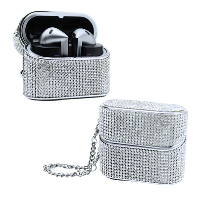 Capa Protetora Chic Nerdcase para Samsung Galaxy Buds 3, Buds Pro 3, Buds3 FE, Strass Prata