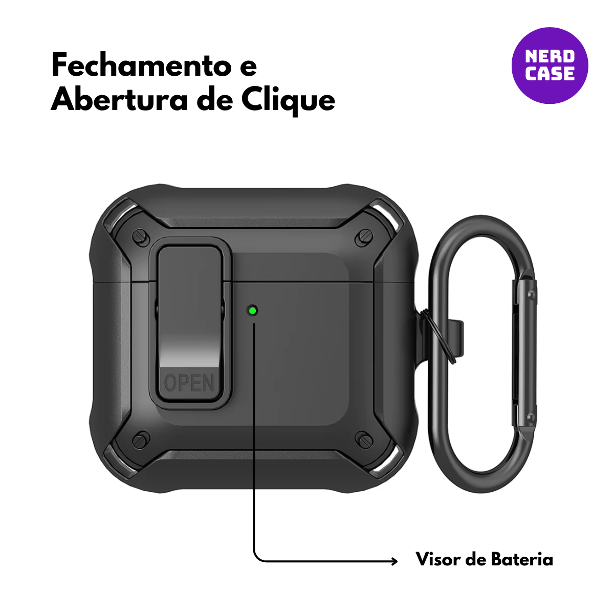 Case, Capa Resistente Preta para AirPods 4