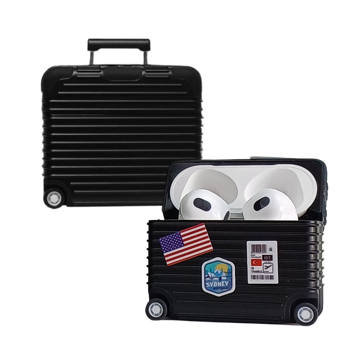 Case Mala de Viagem com Adesivos para AirPods Pro