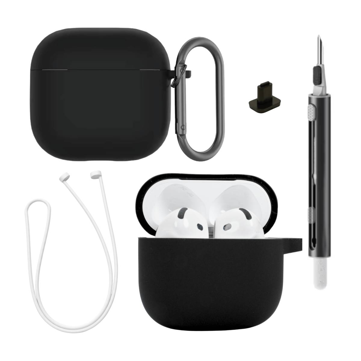 Kit Basic Capa de Silicone 5 em 1 para AirPods 4 e 5