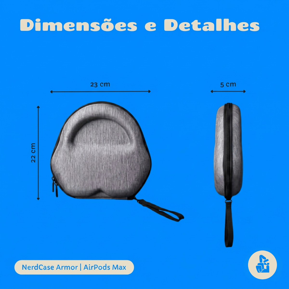 Capa Estojo Nerdcase para Airpods Max, Cinza