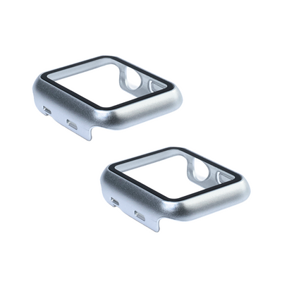 Kit com 2 Capa com Película de Vidro Nerdcase Compatível com Apple Watch 38mm, Prata