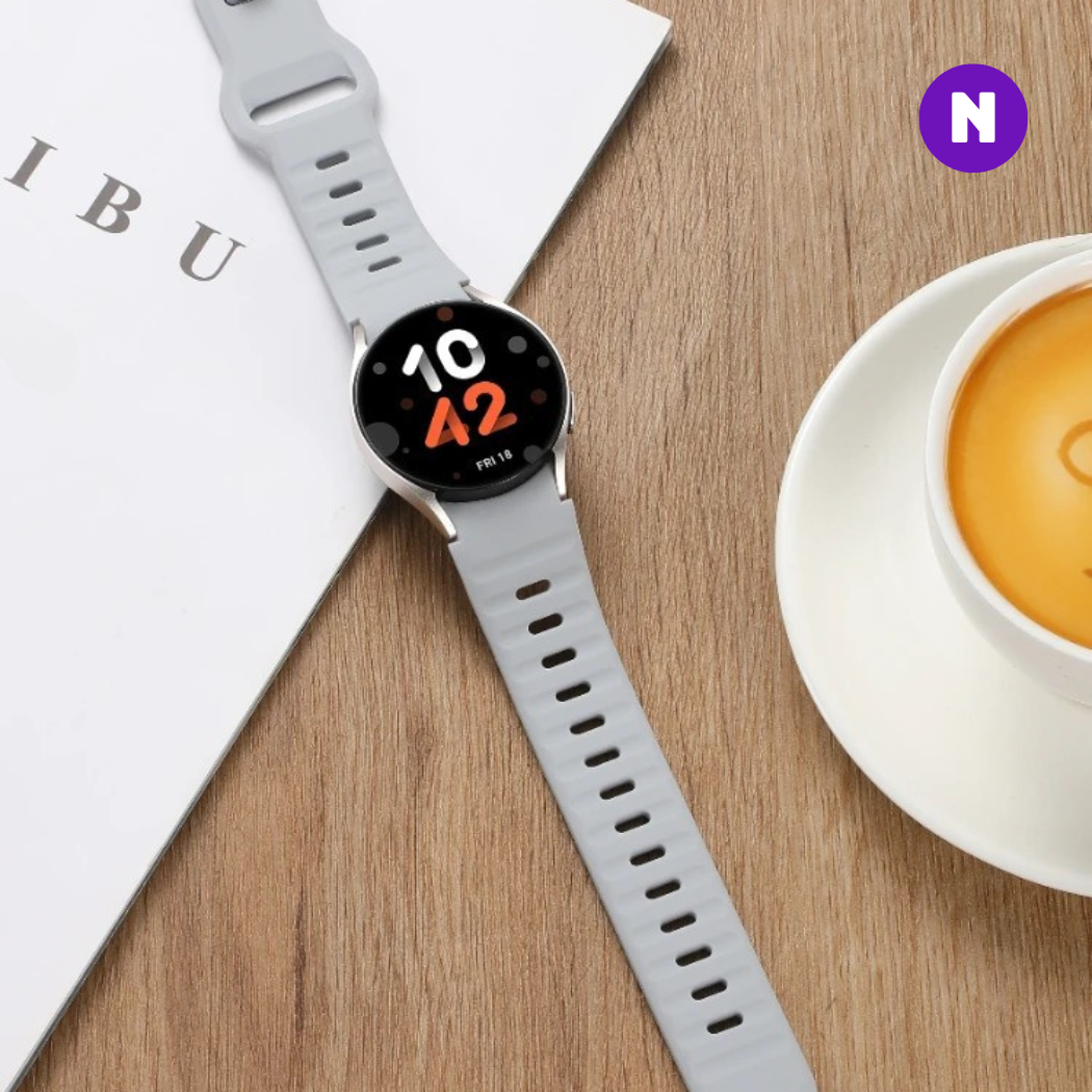 Pulseira 20mm entre Pinos para Samsung Galaxy Watch, Silicone, Cinza