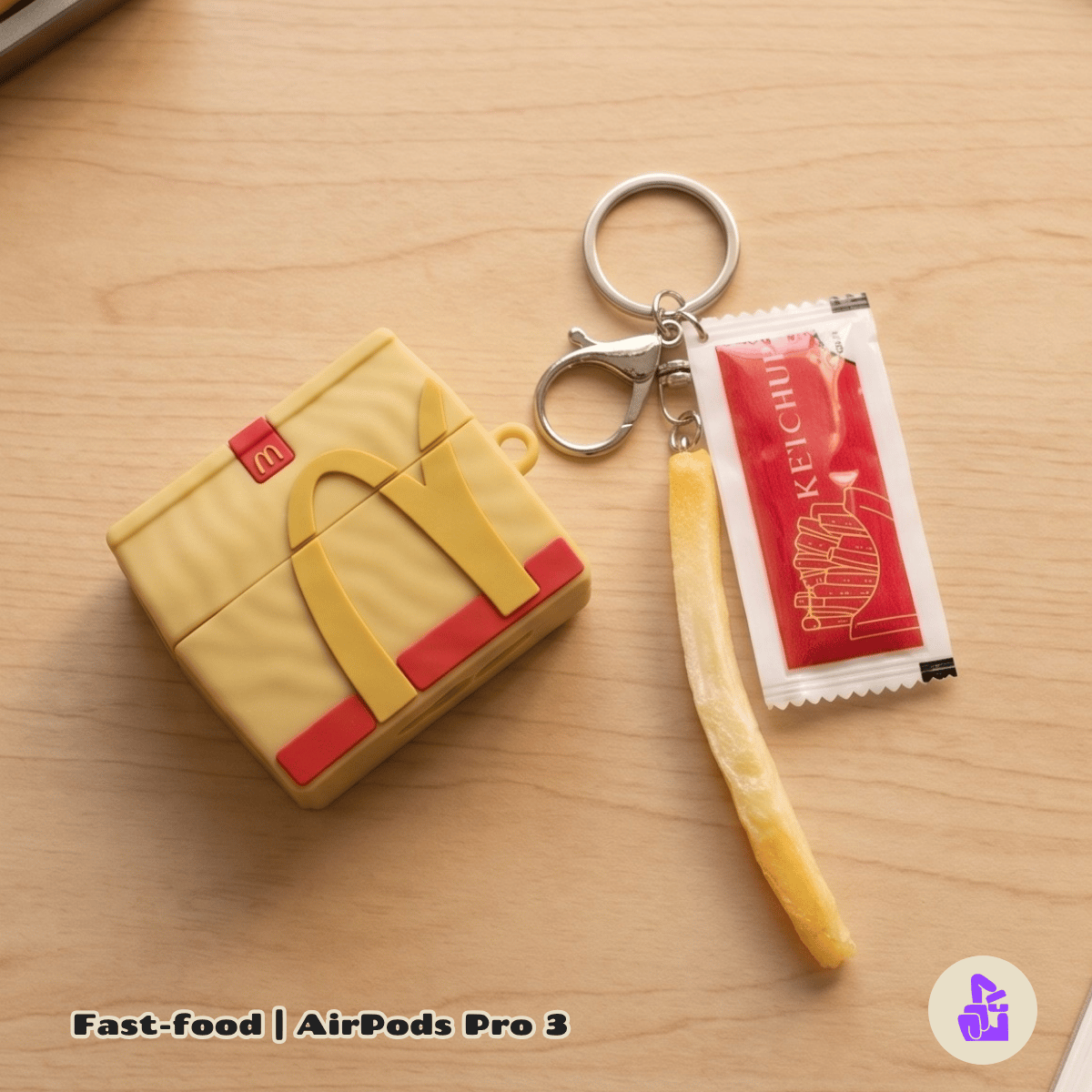 Kit Limpador para Fones e Capa Protetora de Silicone Nerdcase para AirPods Pro 3, Fast Food