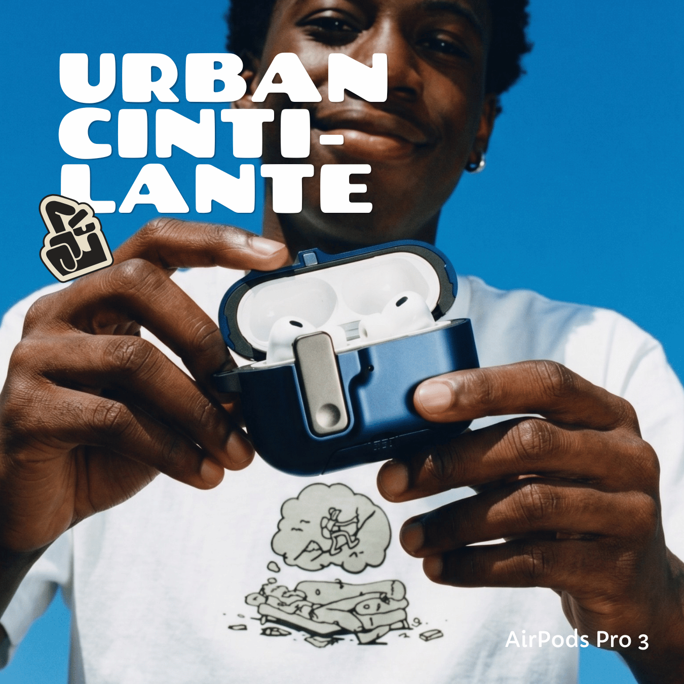 Capa Protetora de Silicone Nerdcase para AirPods Pro 3, Suporte Adaptado, Urban Azul Cintilante