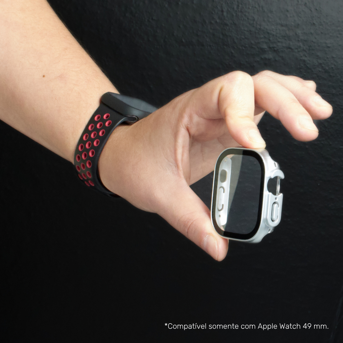 Kit com 2 Capa com Película de Vidro Nerdcase Compatível com Apple Watch 49mm, Prata