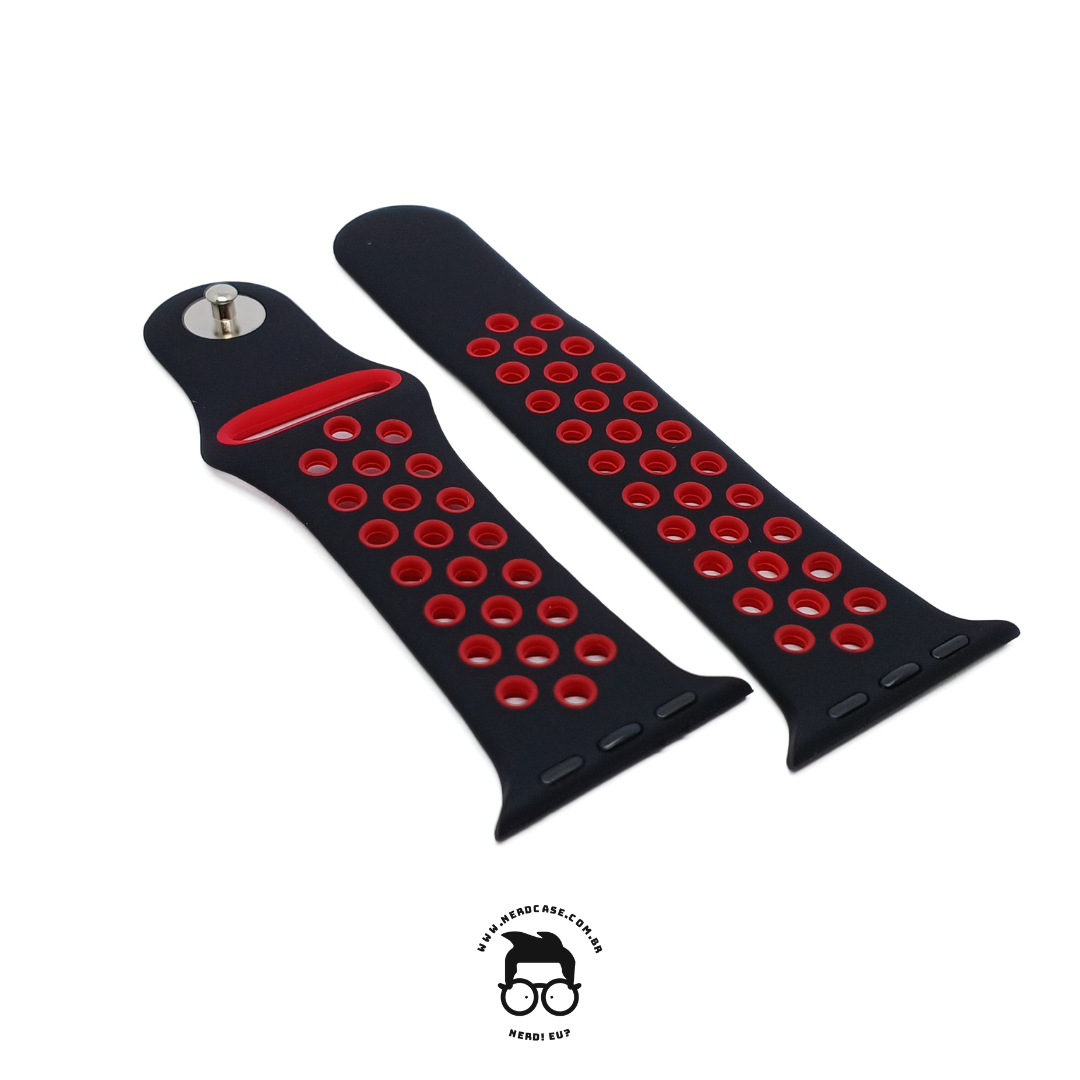 Pulseira 42/44/45/49mm para Apple Watch, Preto/Vermelho