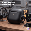 Capa Protetora de Silicone Nerdcase para AirPods 4, Music Preta