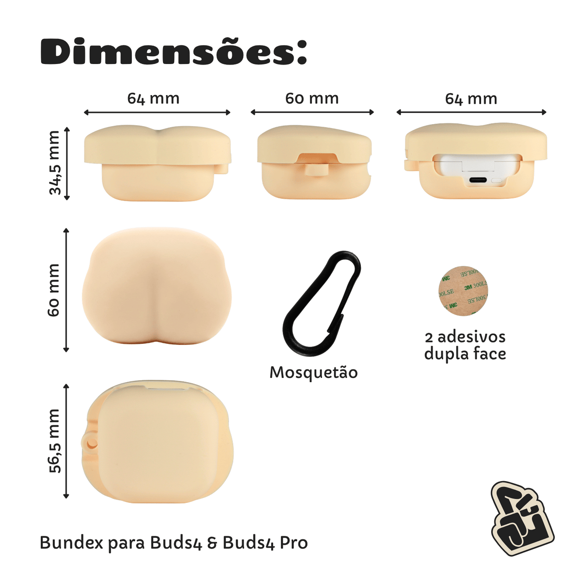 Capa Protetora Nerdcase para Samsung Galaxy Buds 4, Buds 4 Pro, Silicone, Bundex