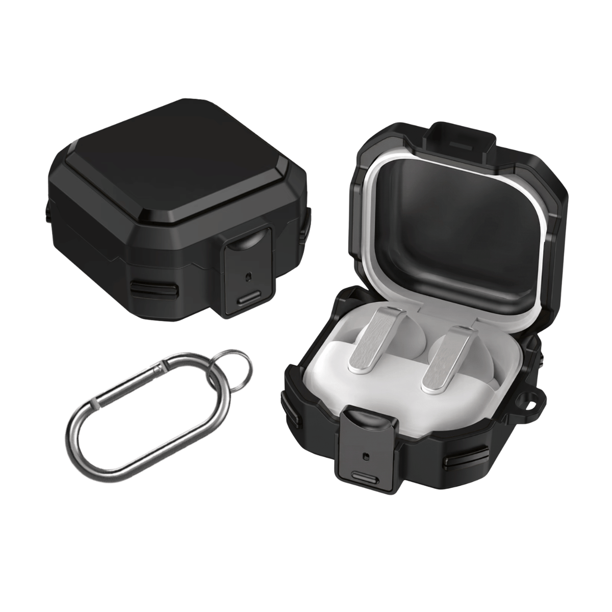 Capa Protetora Nerdcase para Samsung Galaxy Buds 4, Buds 4 Pro, Silicone Premium Resistente, Preta