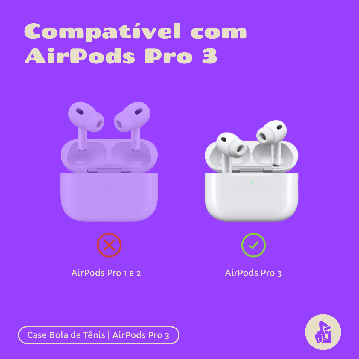 Kit Limpador para Fones e Capa Protetora Nerdcase para AirPods Pro 3, Bola de Tênis