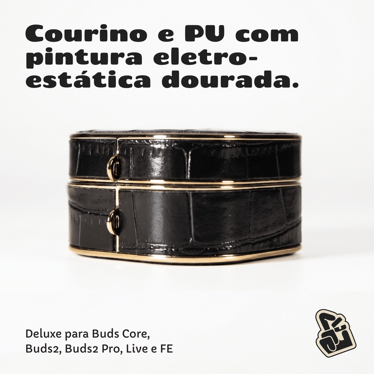 Capa Protetora Nerdcase para Samsung Galaxy Buds FE, Buds Core, Buds 2, Live e Pro, Couro Sintético, Deluxe