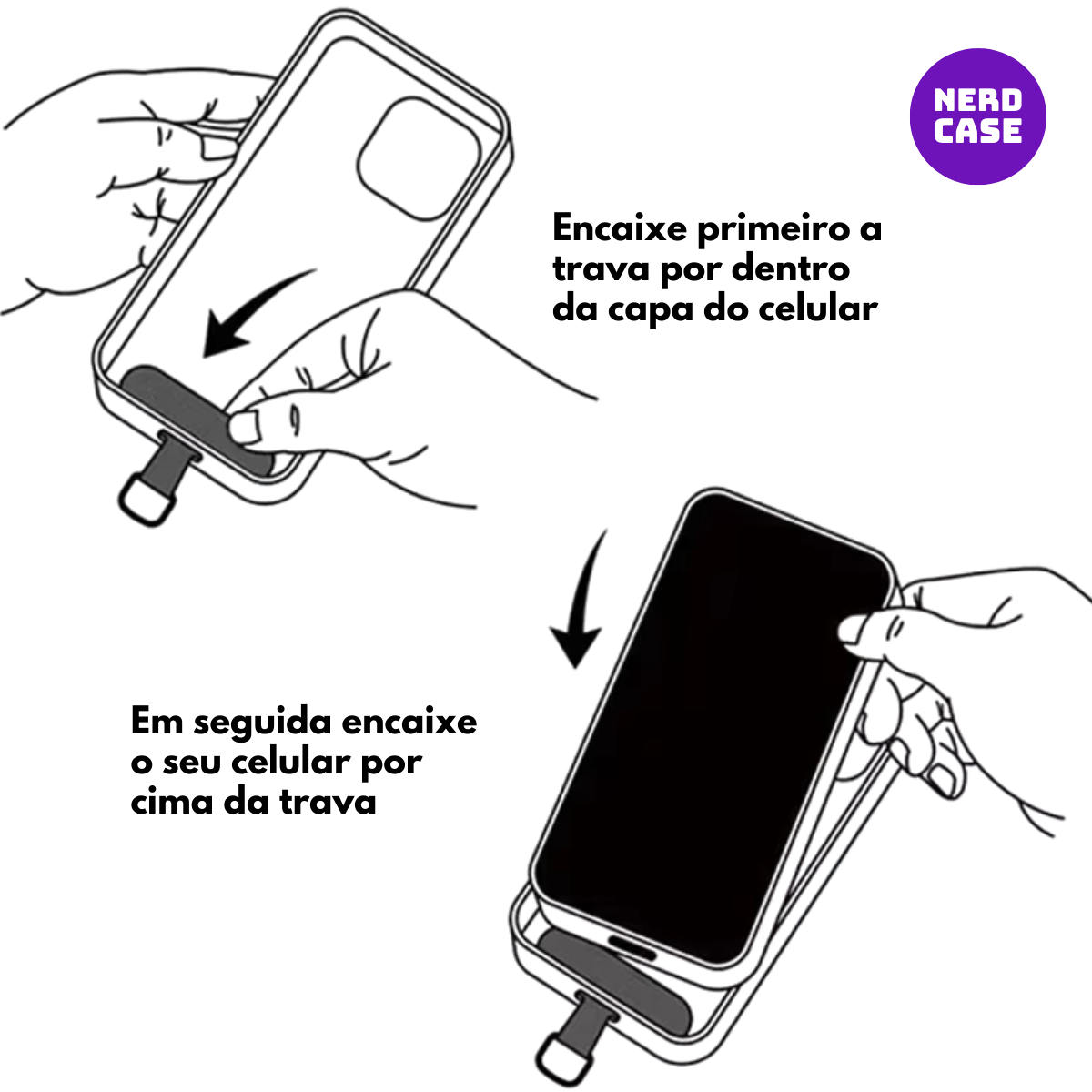 NERDCASE, Cordão Salva Celular Universal, Reforçado, Cinza, Prata