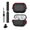 Kit Limpador para Fones e Capa Protetora de Silicone Nerdcase para AirPods Pro 3, Music Preto e Vermelho