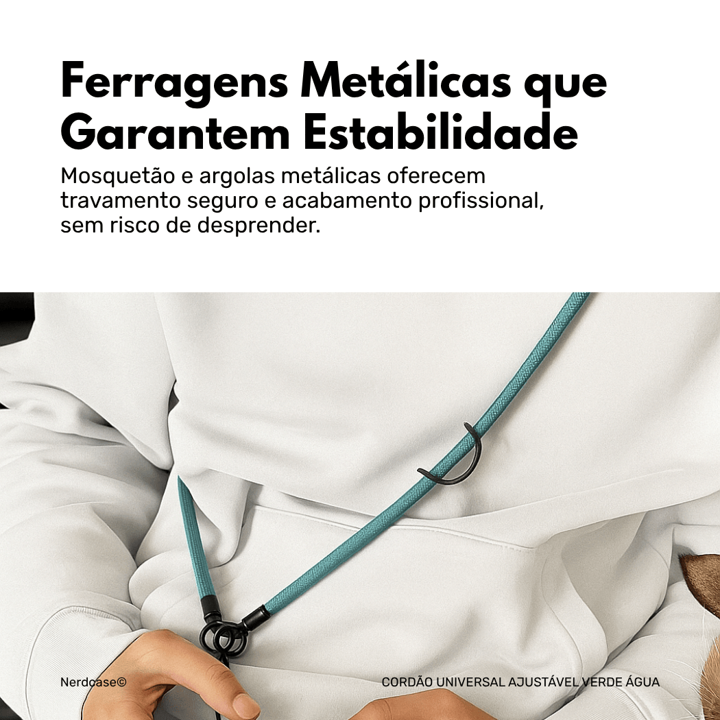 Cordão Universal Nerdcase para Celular, Poliéster, Verde Água