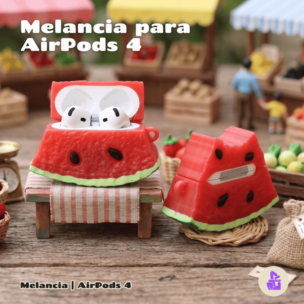 Capa Protetora de Silicone Nerdcase para AirPods 4, Melancia