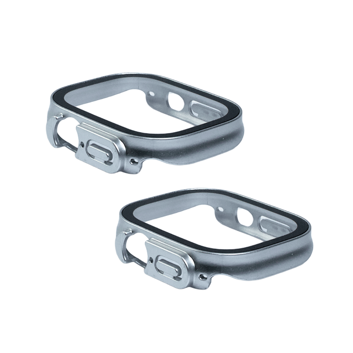 Kit com 2 Capa com Película de Vidro Nerdcase Compatível com Apple Watch 49mm, Prata