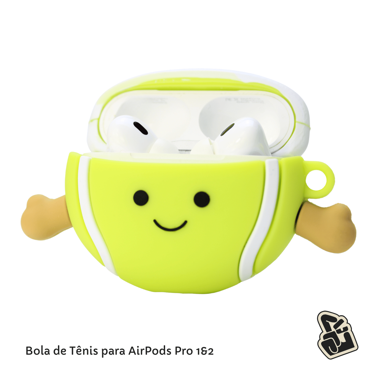 Kit Limpador para Fones e Capa Protetora de Silicone Nerdcase para AirPods Pro 1 e 2, Bola de Tênis