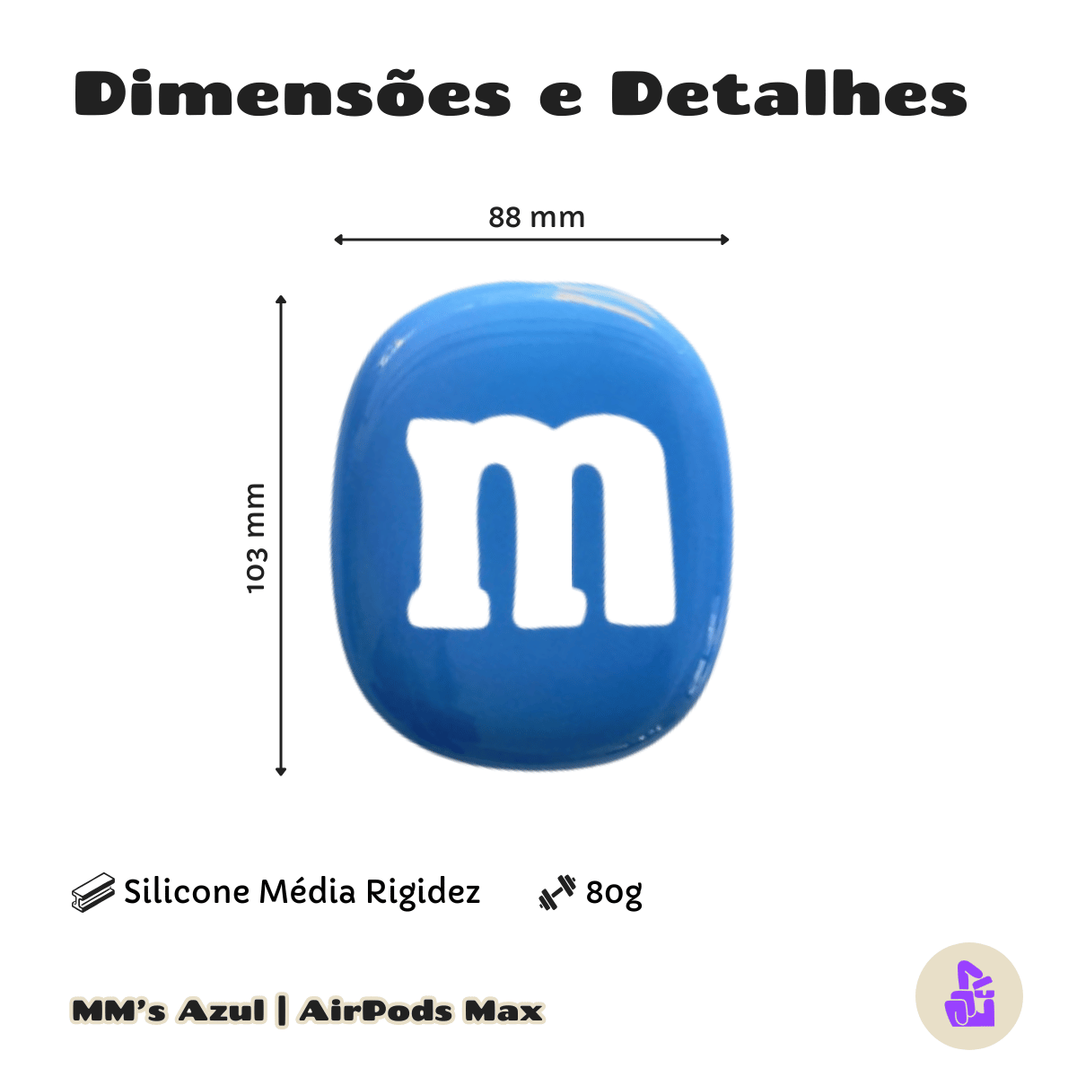 Capa Protetora de Silicone Nerdcase para AirPods Max, Confete MM's Azul