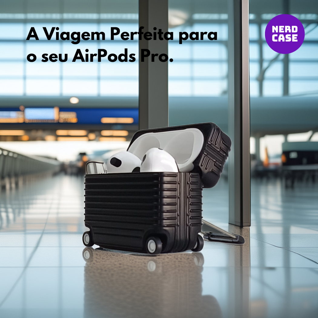 Case Mala de Viagem com Adesivos para AirPods Pro