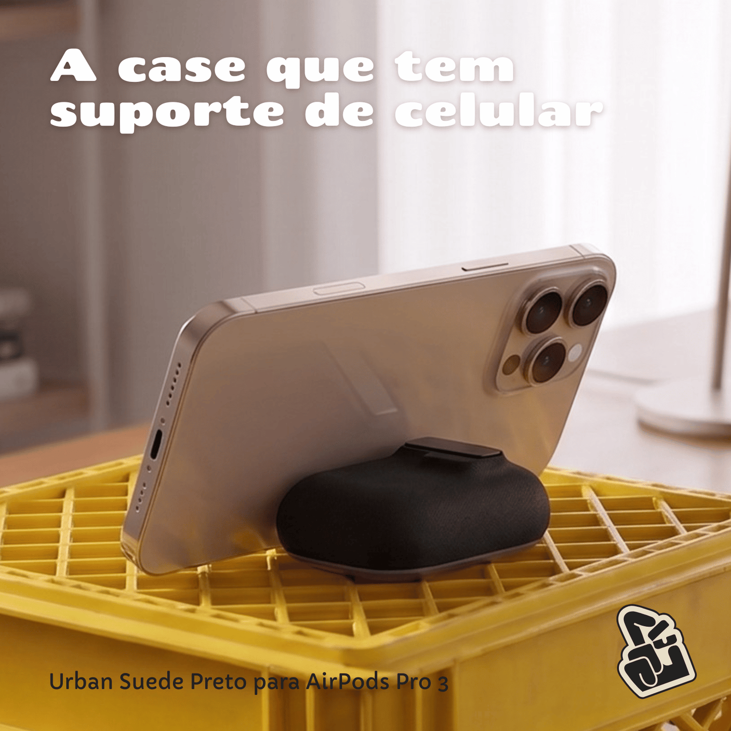 Kit Limpador para Fones e Capa Protetora de Silicone Nerdcase para AirPods Pro 3, Urban Suede Preto