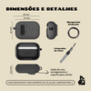 Kit Limpador para Fones e Capa Protetora Nerdcase para AirPods Pro 3, Suporte Adaptado, Silicone Rígido Cinza