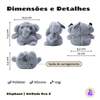 Kit Limpador para Fones e Capa de Pelúcia Nerdcase para AirPods Pro 3, Elefante Cinza