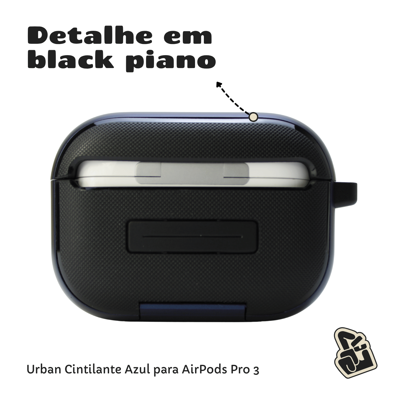 Capa Protetora de Silicone Nerdcase para AirPods Pro 3, Suporte Adaptado, Urban Azul Cintilante